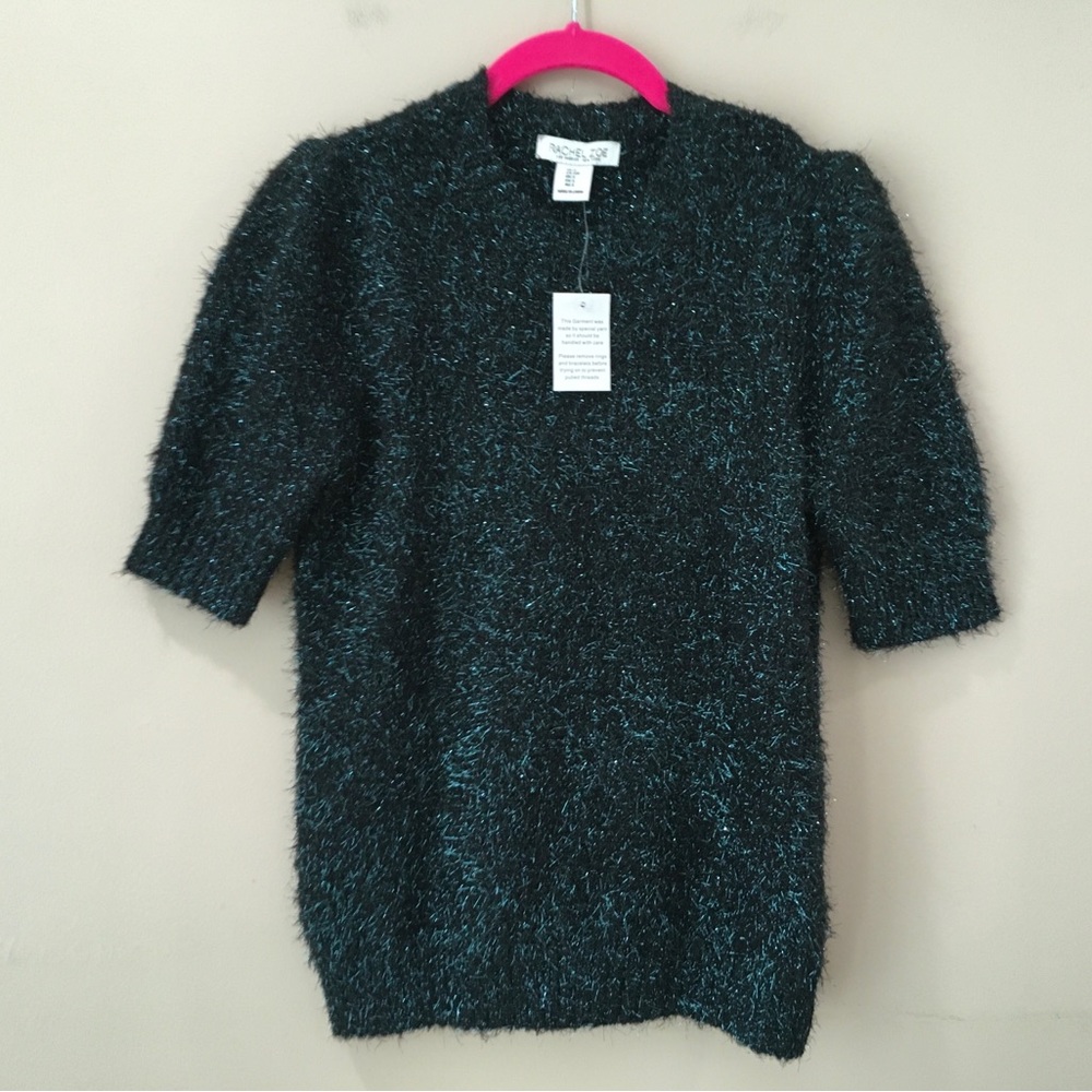 NWT Rachel Zoe 2-Pc Set Dark Green Short Sleeve Sweater Satin Midi Skirt Women S - Picture 2 of 7